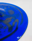 LARGE ANTIQUE COBALT BLUE MURANO GLASS CHARGER PLATE/SHALLOW BOWL WITH MILLEFIORI & MURRINE DECORATIONS