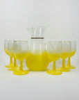 1970s HAND PAINTED YELLOW WINE GLASSES