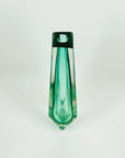 1980s TURQUOISE YELLOW SOMMERSO GLASS HEXAGON MANDRUZZATO VASE