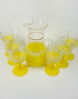 1970s HAND PAINTED YELLOW WINE GLASSES