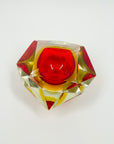 1950s FACETED MURANO RED YELLOW GEODE BOWL
