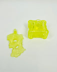 URANIUM GLASS PERFUME BOTTLE WITH FLORAL STOPPER