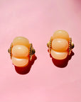 1980s SIGNED KENNETH COLE CORAL RESIN CLIP ON EARRINGS