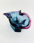 1970s MURANO PURPLE BLUE PINK TIE DYE LIP BOWL