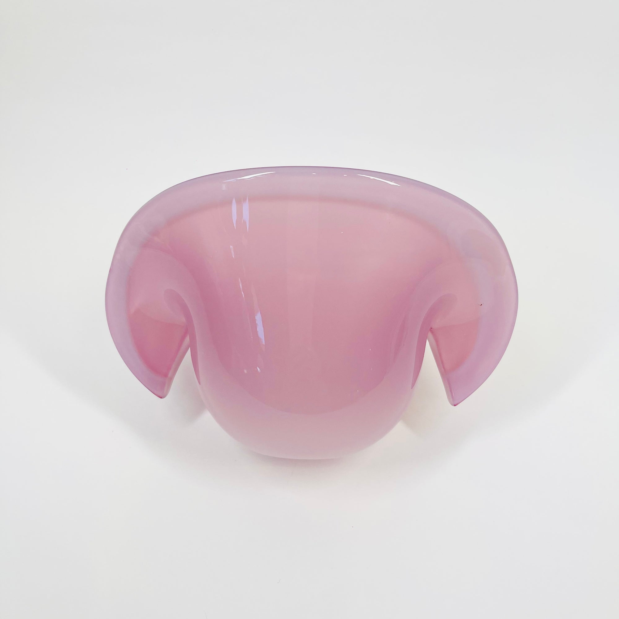 1950s PINK MURANO OPALINE GLASS SHELL BOWL