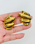 1991 GIVENCY GOLD WAVES KNOT CLIP ON EARRINGS