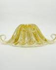 1940s BAROVIER GOLD SOMEMRSO GLASS BOWL WITH SCROLL HANDLES
