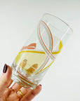 1970s LAMINATED PINK YELLOW BOW GLASS TUMBLERS