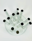 POST-MODERN GLASS STAINLESS STEEL VASE/CANDLEHOLDER