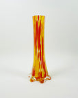 1970s JAPANESE RED ORANGE SPATTER GLASS POSY TOWER VASE