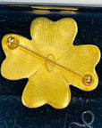 1995 CHANEL CC LOGO MARK CLOVER BROOCH