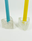 1960s PUKEBERG BARK GLASS CANDLE HOLDER