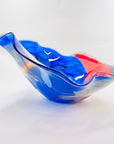 1986 SIGNED HAND MADE HARLEQUIN CAMEO COBALT BLUE BASE SPATTER ART GLASS XL BOWL BY JOHN MACPHERSON