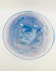 1980s MOUTH BLOWN PURPLE BLUE CONFETTI ART GLASS BOWL BY SETSUKO OGISHI