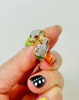 1950s 14K YELLOW GOLD DIAMOND EMERALD DOUBLE PANTHER HEADS RING WITH RUBY EYES