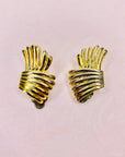 1950s RIBBED BOW KNOT CLIP ON EARRINGS