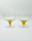 1950s AMBER TWIST STEM COUPE GLASSES