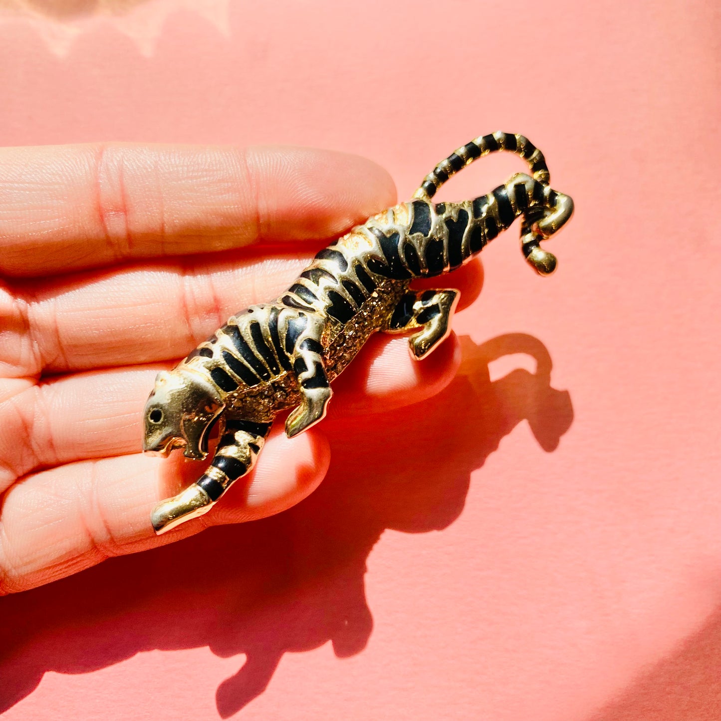 1980s COSTUME ENAMEL TIGER BROOCH