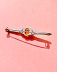 ANTIQUE EDWARDIAN SILVER AMBER BROOCH