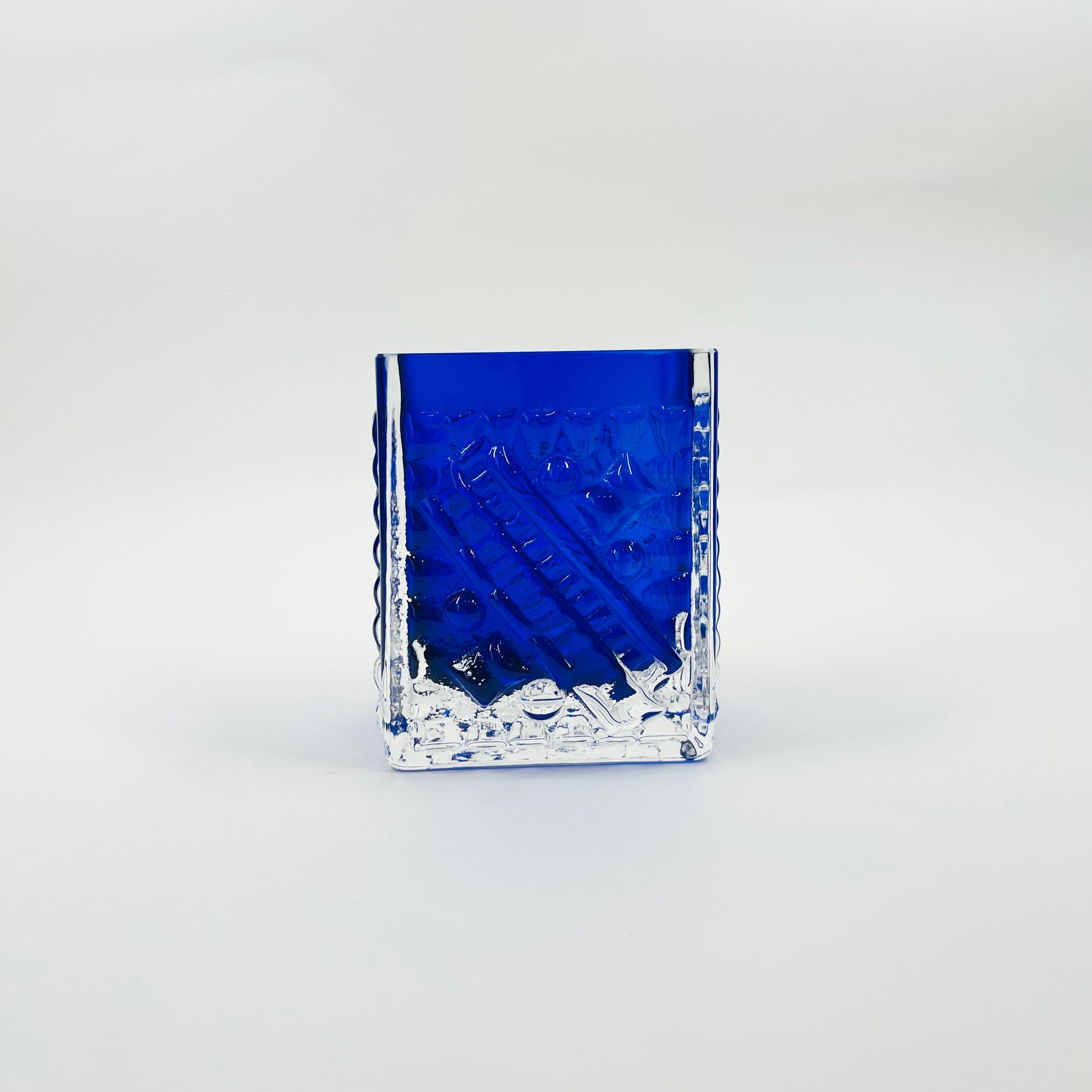 1950s COBALT BLUE BRUTALIST GLASS MINI VASE BY JOSEF SCHOTT