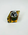 1940s GREEN GOLD AMBER MURANO MANDRUZZATO SOMMERSO FACETED GLASS LIGHTER BOX