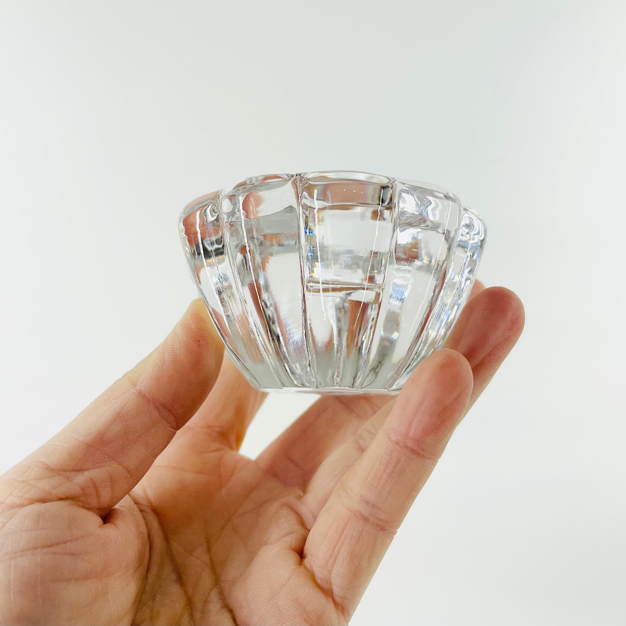 1970s ORREFORS FLOWER GLASS CANDLE HOLDER