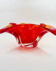 1970s JAPANESE RED ORANGE OMBRE GLASS BOWL