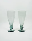 MIDCENTURY GREY GLASS CHAMPAGNE FLUTES