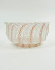 ANTIQUE PINK ZANFIRICO & LATTICINO GLASS PINCHED BOWL & MATCHING PLATE
