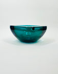 1960s BLUE AQUAMARINE SOMMERSO SQUARE GLASS BOWL/ASHTRAY