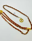 1984 CHANEL MATELASSE RED/BURGUNDY LEATHER GOLD PLATED LOGO BELT