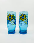 1970s BLUE DAISIES HIGHBALL GLASSES