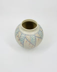 80s HAND PAINTED JAPANESE POTTERY SQUAT VASE
