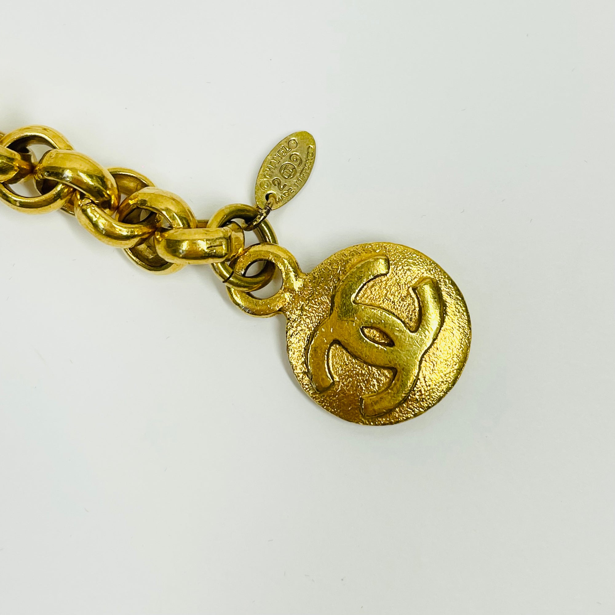 1990s CHANEL MATELASSE GOLD PLATED CC LOGO BELT
