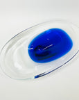 1970s COBALT BLUE SOMMERSO GLASS BOWL BY CZECH GLASS ARTIST JAN BERANEK