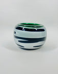 80s MOUTH BLOWN BLUE GREEN GLASS BOWL/VASE