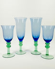 1960s BLUE GREEN GLASS GOBLETS
