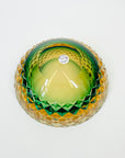 1920s GREEN GOLD AMBER MURANO MANDRUZZATO SOMMERSO FACETED GLASS BOWL/ASHTRAY