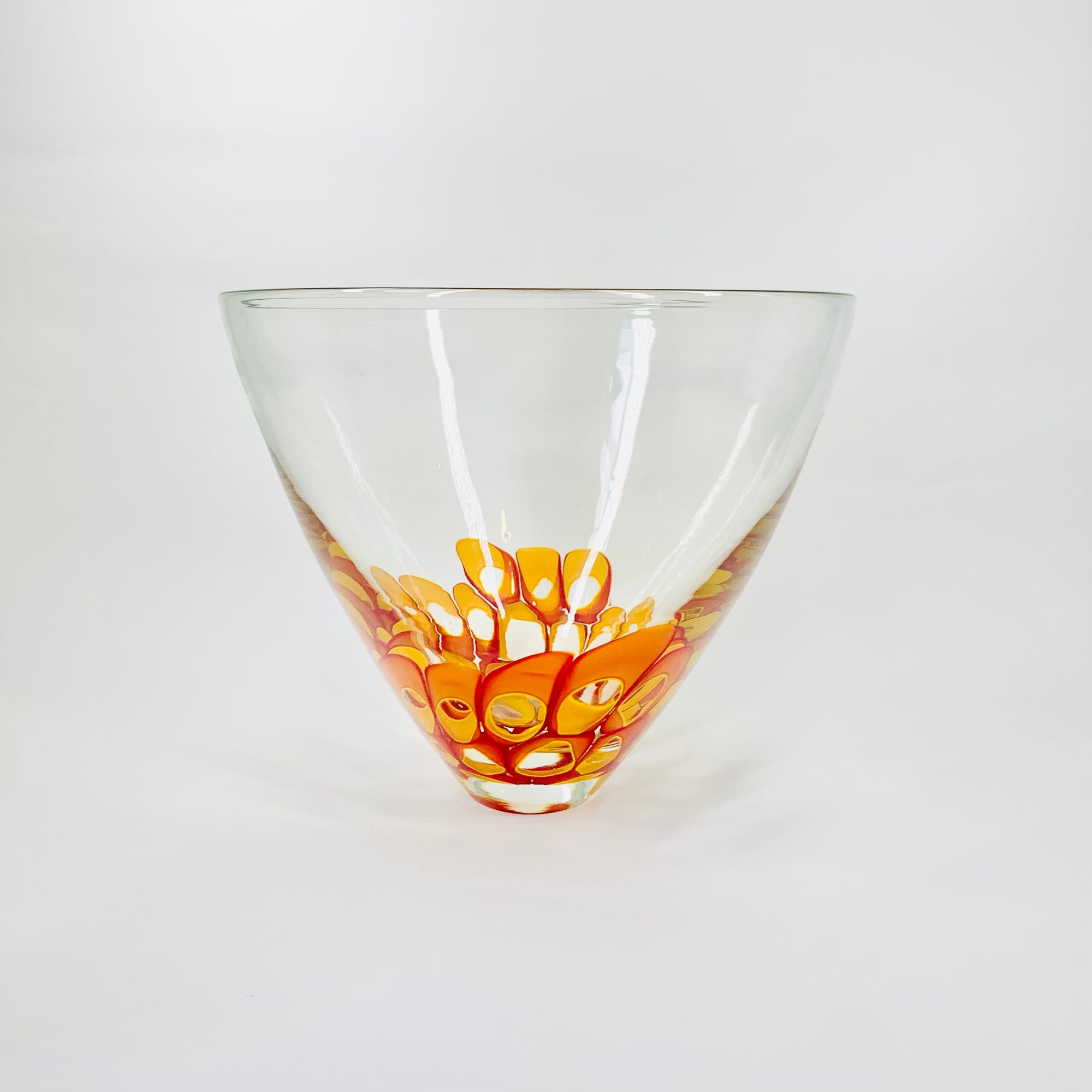 ORANGE ABSTRACT ART GLASS VASE