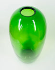 LARGE 1960s SWEDISH ORREFORS HAND MADE GREEN GLASS OBLONG VASE