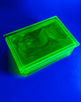 URANIUM GLASS NUDE MOTIF LIDDED BOX