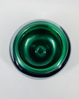 80s MOUTH BLOWN BLUE GREEN GLASS BOWL/VASE