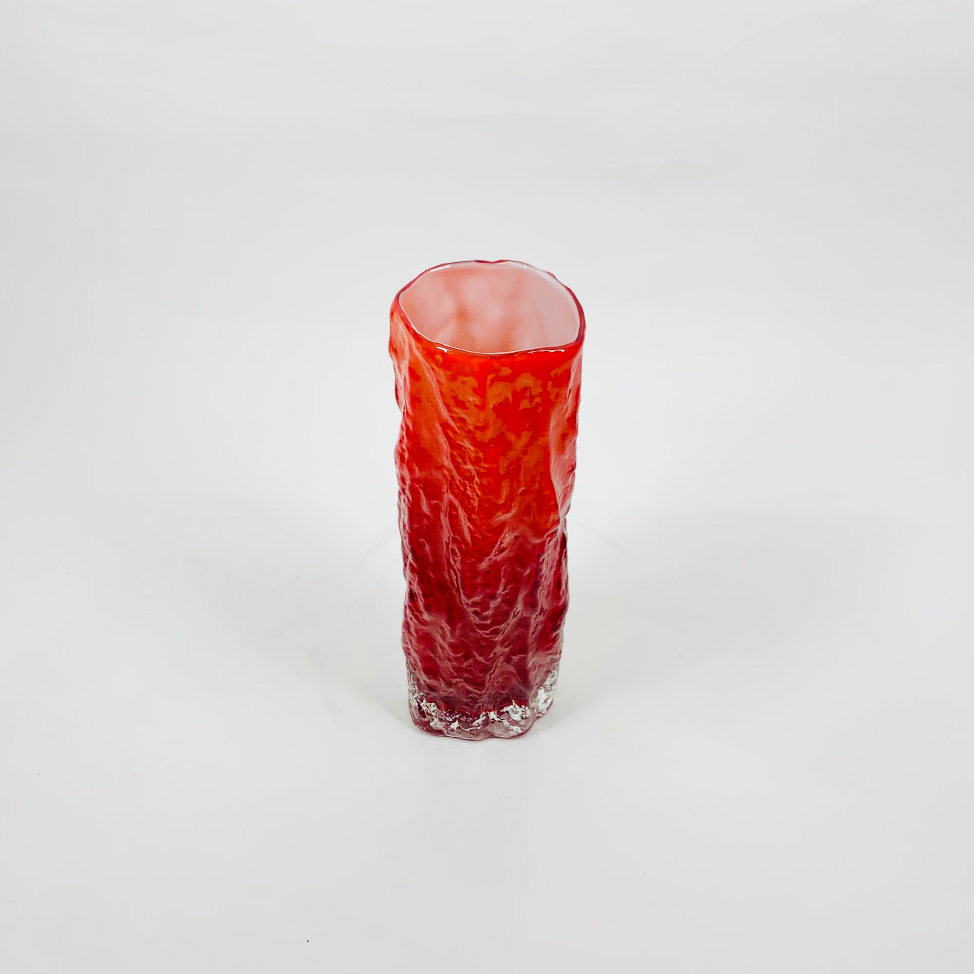 1950s JAPANESE CASED RED BARK GLASS VASE