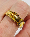 VINTAGE HERMES COSTUME GOLD BUCKLE RING WITH DIAMONDS