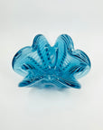 1950s LARGE ITALIAN MURANO TURQUOISE BLUE LATTICINO SOMMERSO STARBURST GLASS ASHTRAY/BOWL