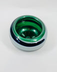 80s MOUTH BLOWN BLUE GREEN GLASS BOWL/VASE