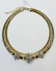 1970s CHUNKY TUBOGAS MESH DIAMANTE STATEMENT NECKLACE