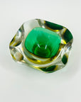 1950s MURANO MANDRUZZATO GREEN YELLOW SOMMERSO DIAMOND FACETED GLASS BOWL