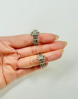 2022 CHANEL DIAMANTE BOW LOGO HOOPS PIERCED EARRINGS