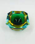 1950s FACETED MURANO GREEN BLUE GOLD GEODE BOWL